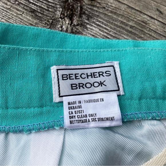 Vintage 80s 90s Turquoise Skirt, Size 28” x 21” or M - L ish, Linen Canvas Miami - Picture 2 of 7